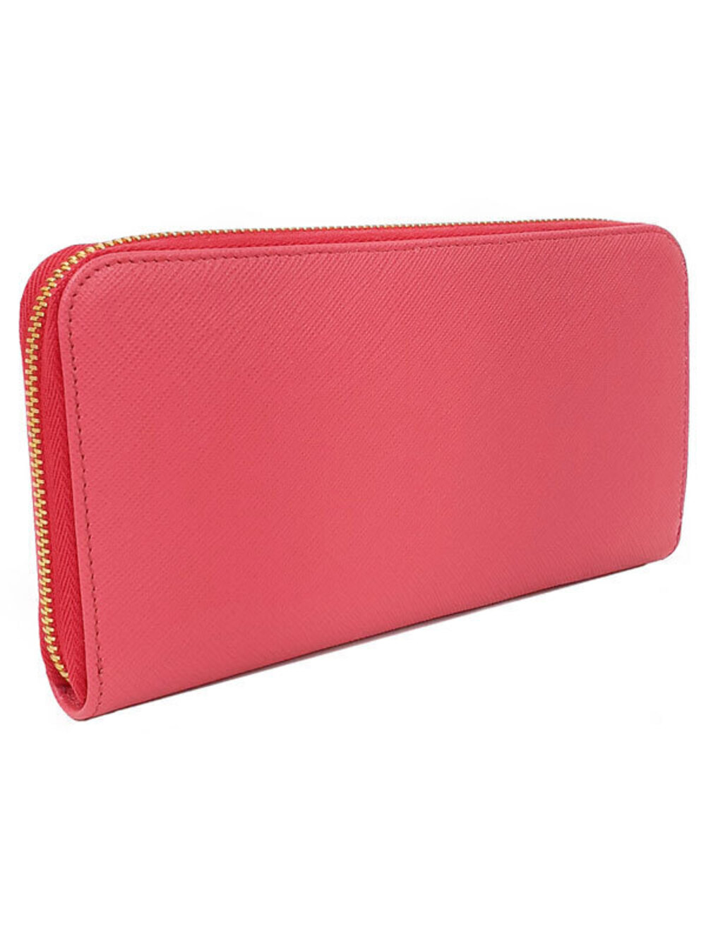 Prada Around Round Leather Long Zipper Zip Wallet Black